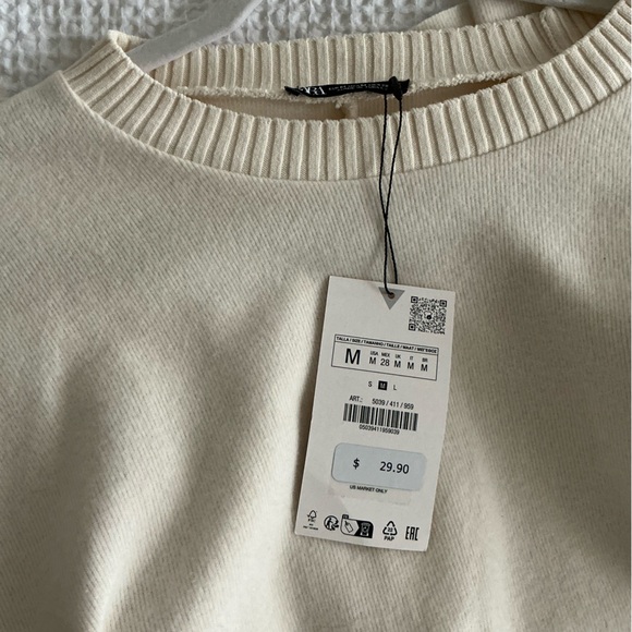 NWT Zara Cream Soft Crew Neck Sweater - Picture 10 of 10